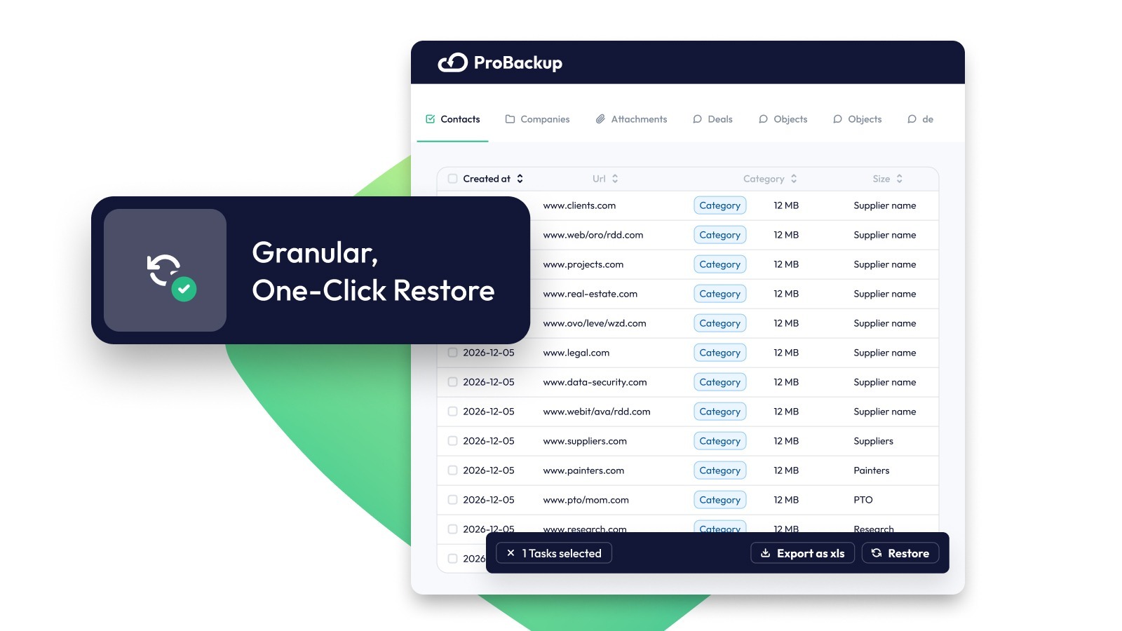 Granular, One-Click Restore